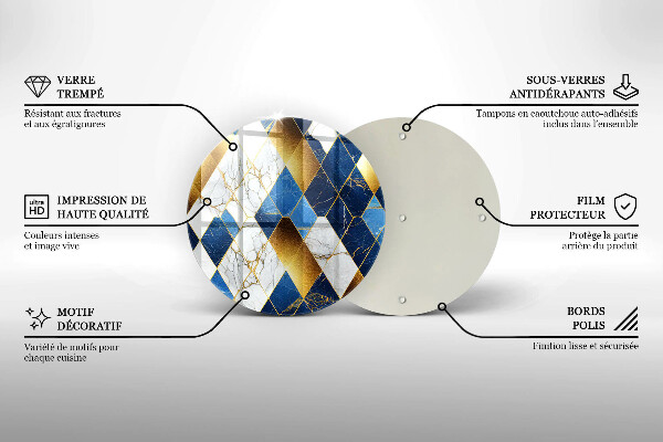 Protection plaque induction Losanges de marbre doré