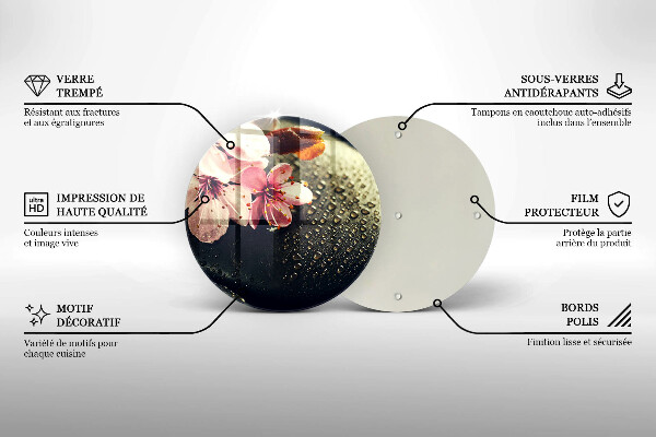 Protection plaque induction Fleurs pierres zen