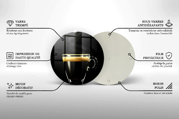 Protection plaque induction Un verre de café noir