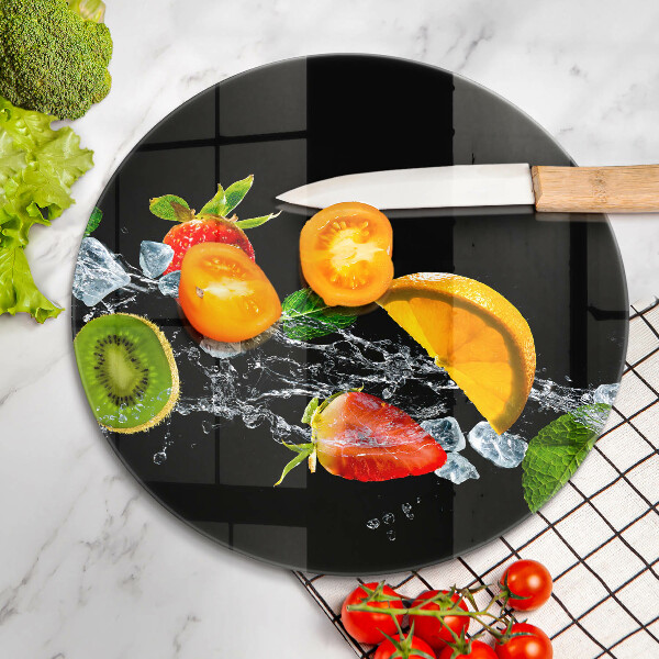 Planche à découper en verre Fruits dans l'eau