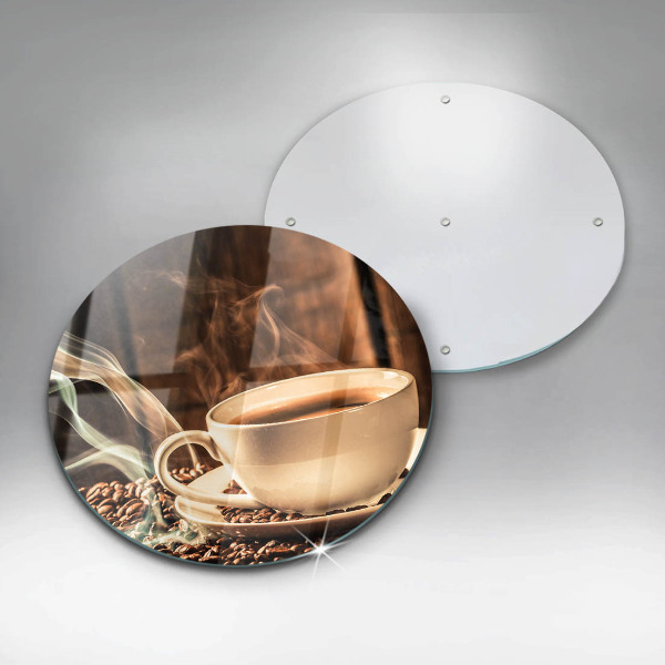 Planche à découper en verre Tasse et grains de café