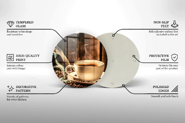 Planche à découper en verre Tasse et grains de café