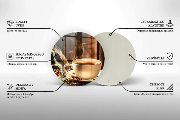 Planche à découper en verre Tasse et grains de café