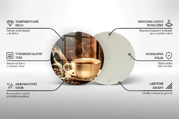 Planche à découper en verre Tasse et grains de café