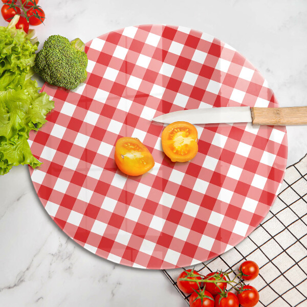 Planche à découper en verre Motif à carreaux rouge et blanc