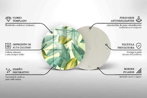 Planche à découper en verre Feuilles tropicales vertes