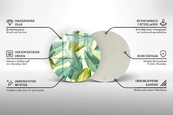 Planche à découper en verre Feuilles tropicales vertes
