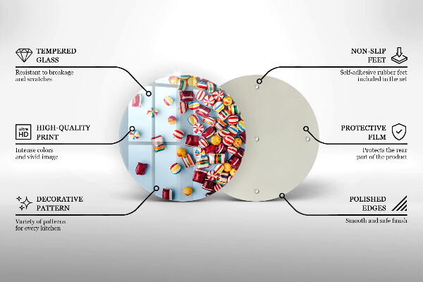 Planche à découper en verre Bonbons colorés