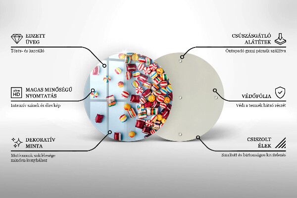 Planche à découper en verre Bonbons colorés