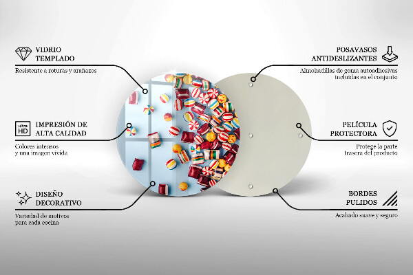 Planche à découper en verre Bonbons colorés