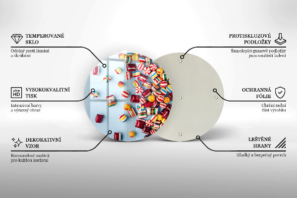 Planche à découper en verre Bonbons colorés