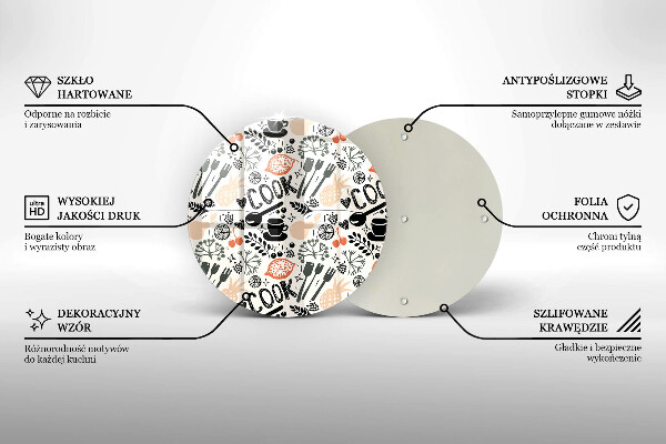 Planche à découper en verre Motif de cuisine de dessin animé