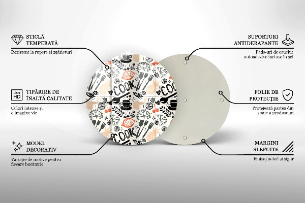 Planche à découper en verre Motif de cuisine de dessin animé