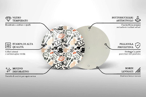 Planche à découper en verre Motif de cuisine de dessin animé