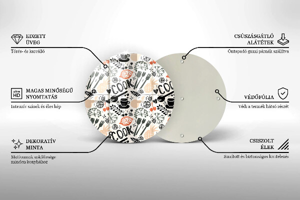 Planche à découper en verre Motif de cuisine de dessin animé