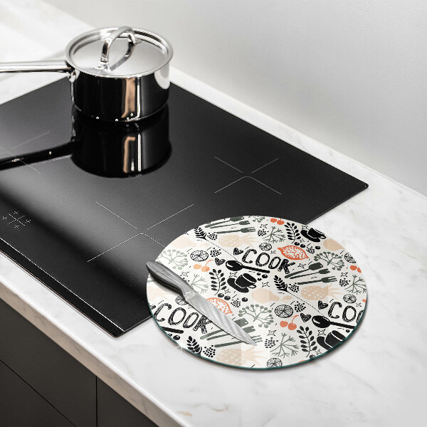 Planche à découper en verre Motif de cuisine de dessin animé