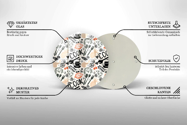 Planche à découper en verre Motif de cuisine de dessin animé