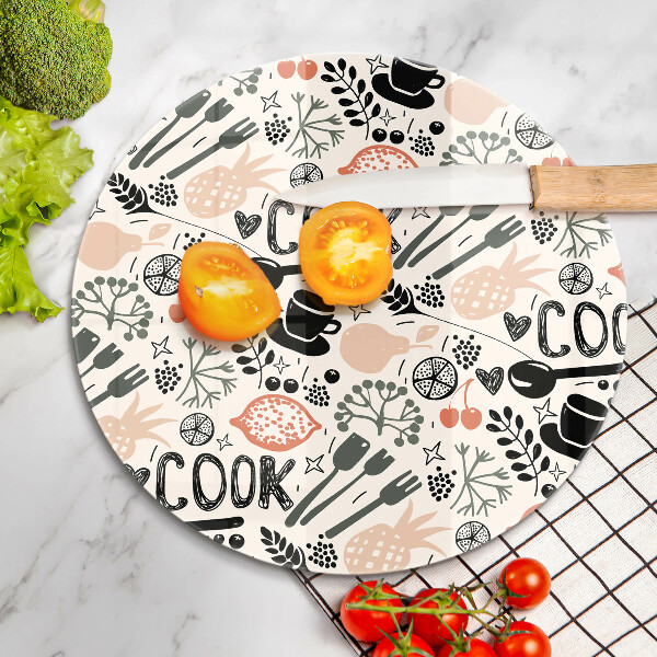Planche à découper en verre Motif de cuisine de dessin animé