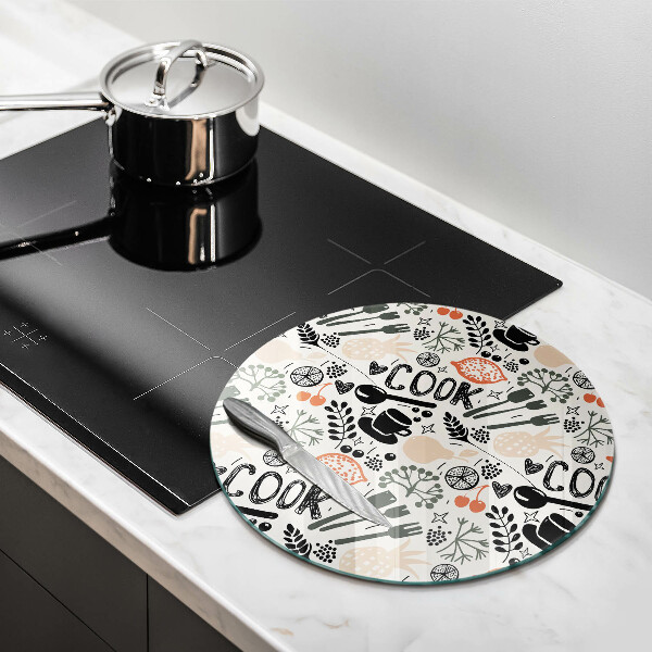 Planche à découper en verre Motif de cuisine de dessin animé