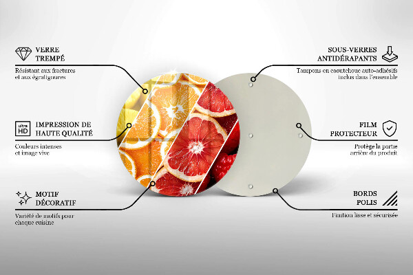 Planche à découper en verre Fruits colorés