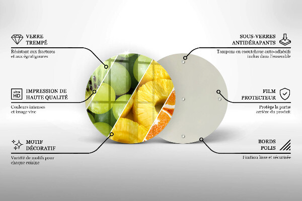 Planche à découper en verre Fruits colorés