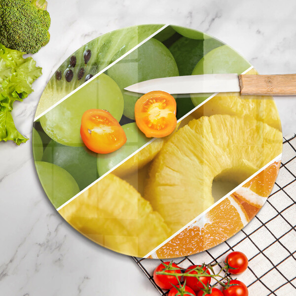 Planche à découper en verre Fruits colorés