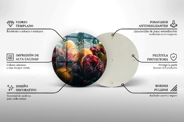 Planche à découper en verre Fruits dans l'eau