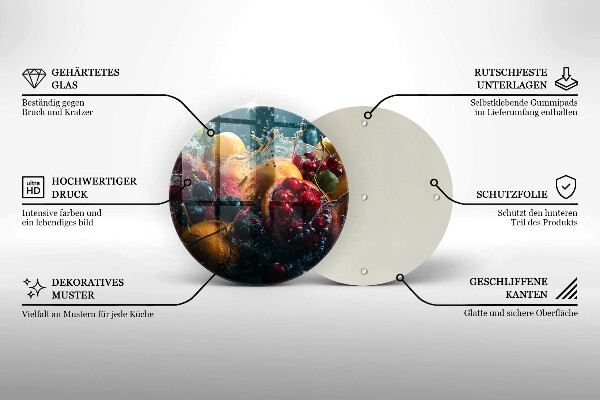 Planche à découper en verre Fruits dans l'eau