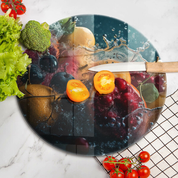 Planche à découper en verre Fruits dans l'eau