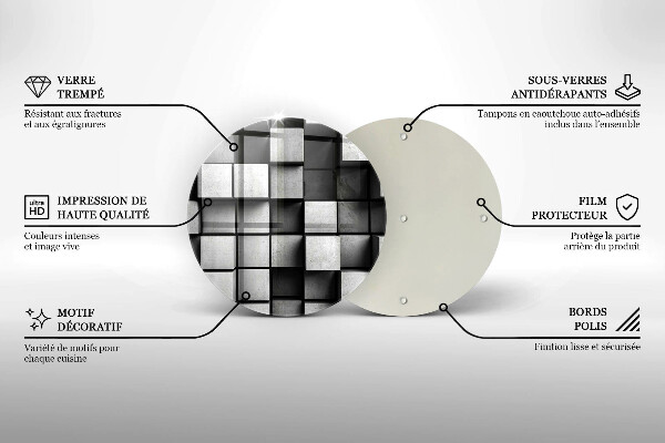Protection plaque induction Carrés 3D abstraits