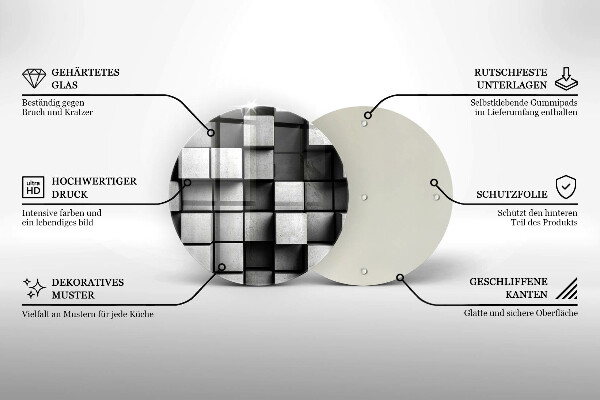 Protection plaque induction Carrés 3D abstraits