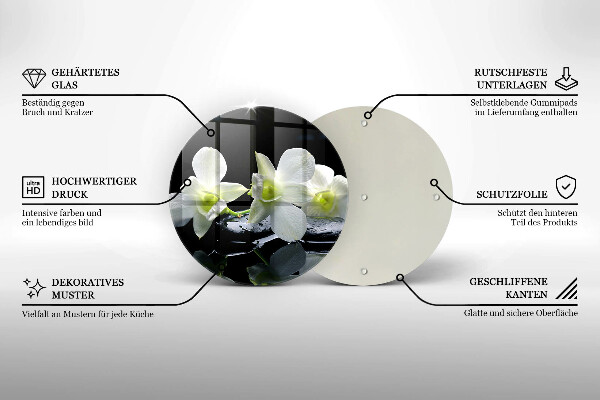 Protection plaque induction Fleurs blanches dans une eau zen