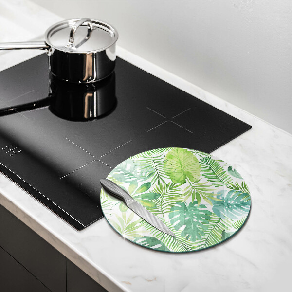 Protection plaque induction Feuilles de boho aquarelle