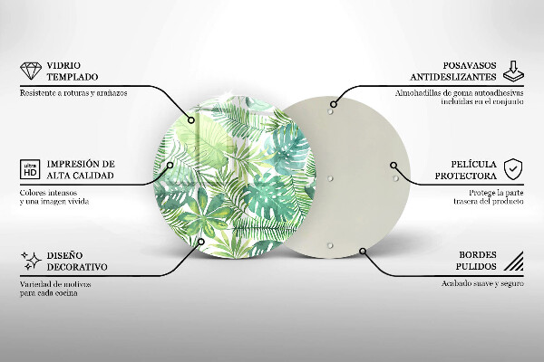 Protection plaque induction Feuilles de boho aquarelle