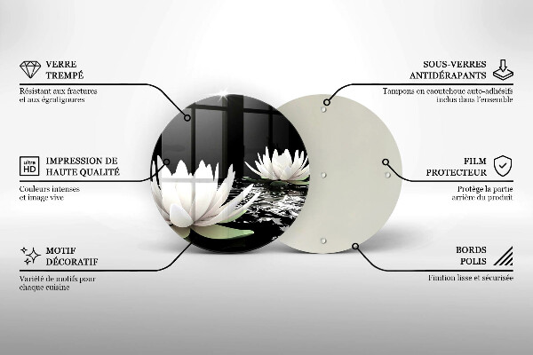 Protection plaque induction Lys blancs sur l'eau