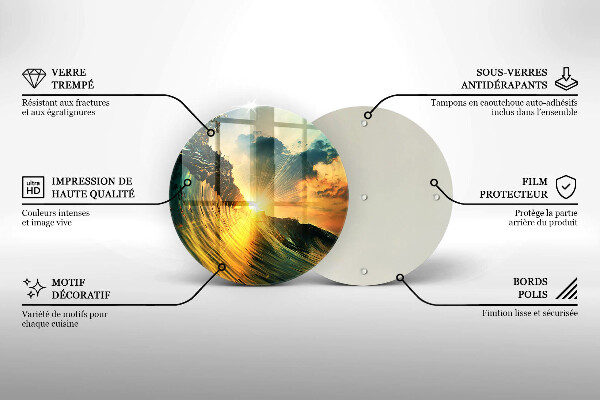 Protection plaque induction Vague et coucher de soleil