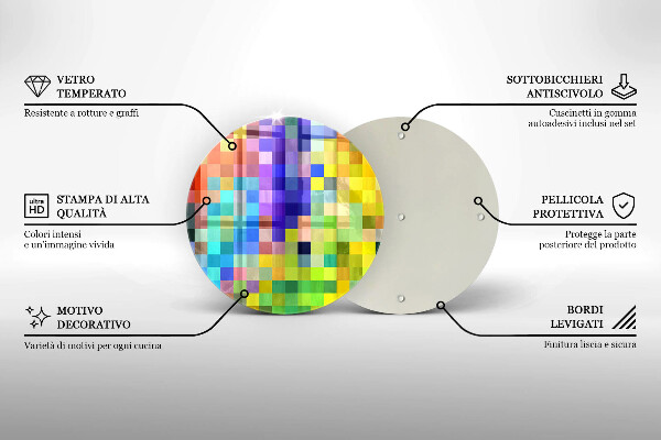 Protection plaque induction Carrés de pixels colorés