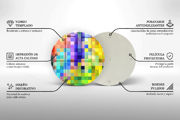 Protection plaque induction Carrés de pixels colorés