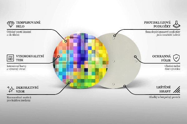 Protection plaque induction Carrés de pixels colorés