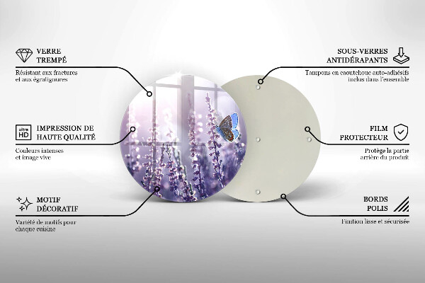 Protection plaque induction Fleurs sauvages et papillon