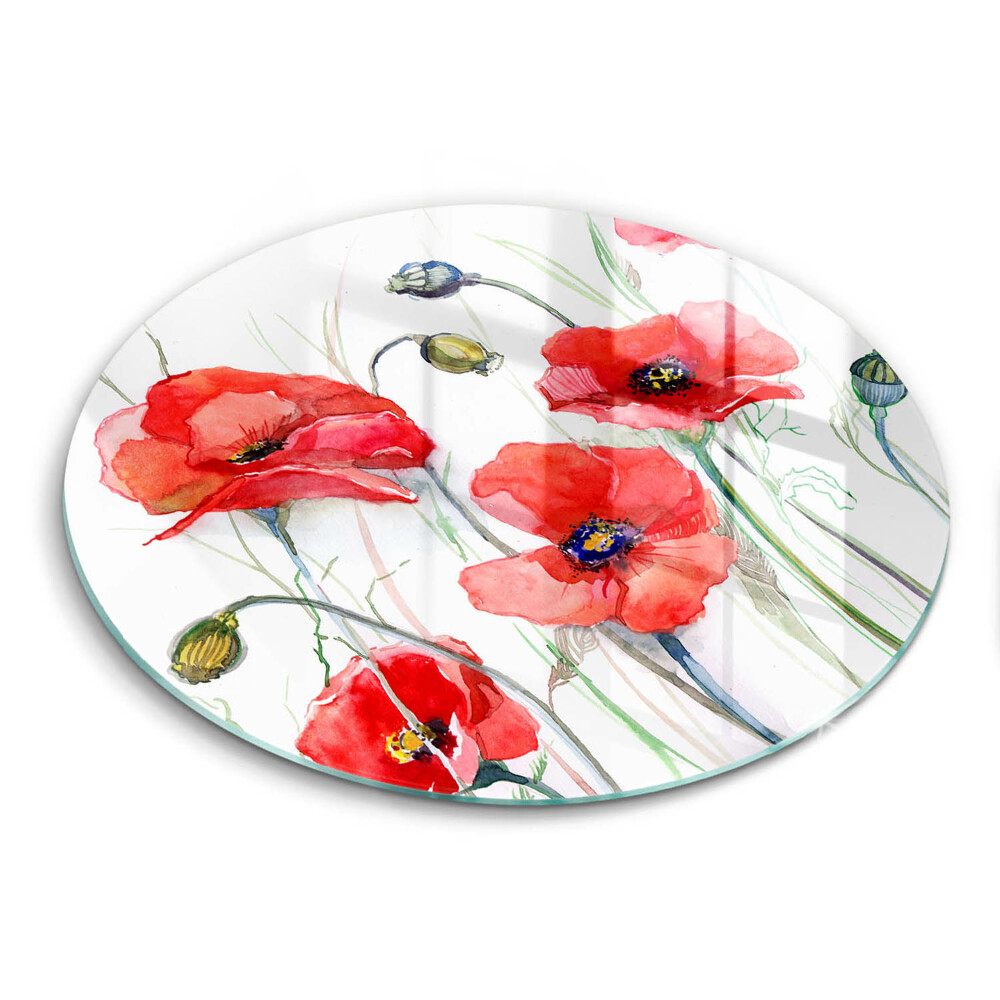 Protection plaque induction Fleurs de coquelicots rouges