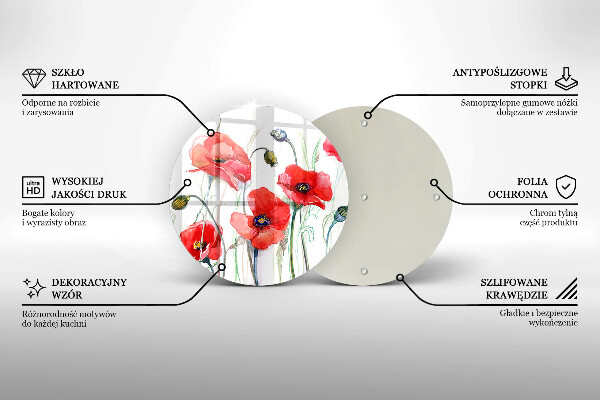 Protection plaque induction Fleurs de coquelicots rouges