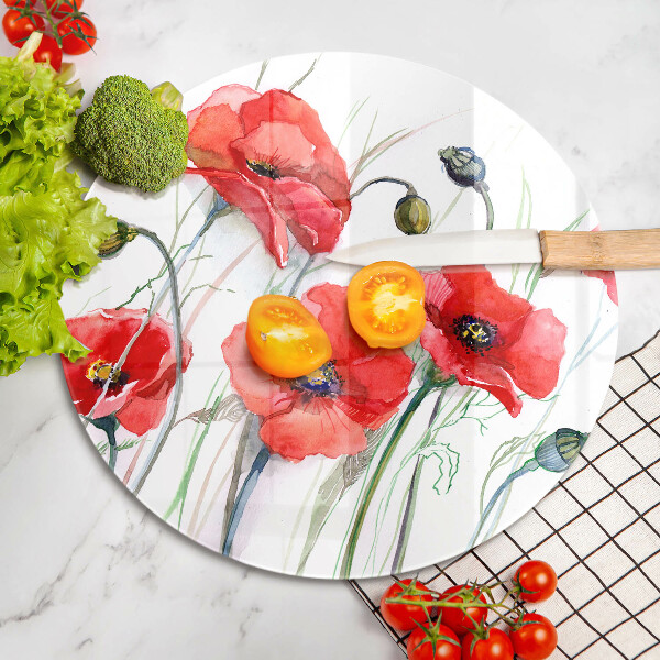 Protection plaque induction Fleurs de coquelicots rouges