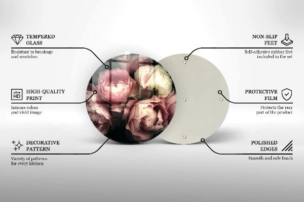 Protection plaque induction Fleurs de pivoine