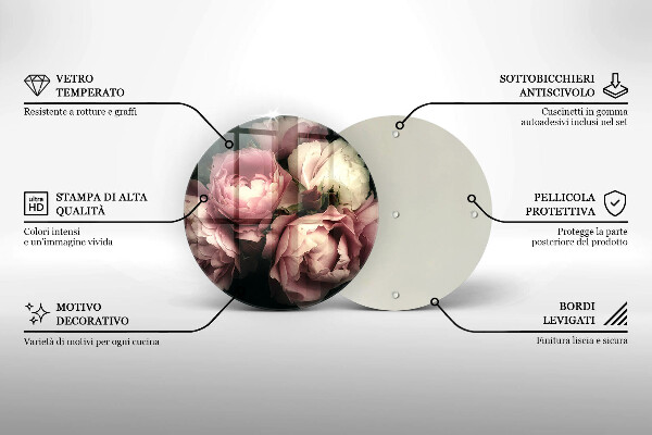 Protection plaque induction Fleurs de pivoine