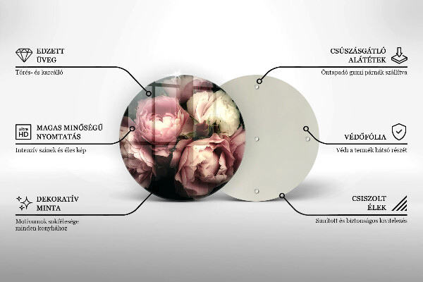 Protection plaque induction Fleurs de pivoine