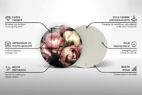 Protection plaque induction Fleurs de pivoine