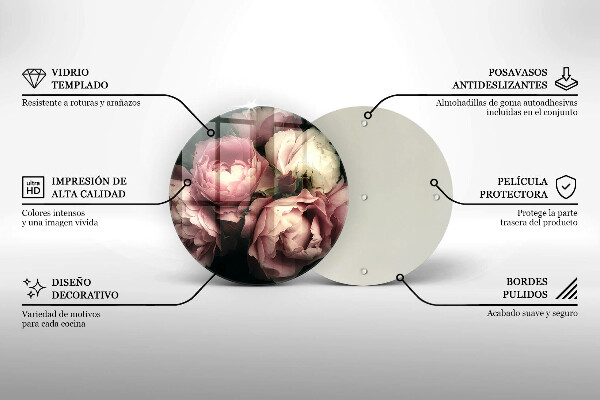 Protection plaque induction Fleurs de pivoine