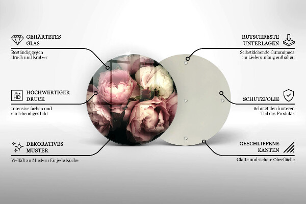 Protection plaque induction Fleurs de pivoine