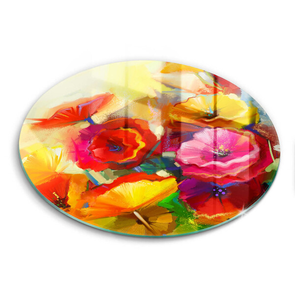 Protection plaque induction Fleurs colorées peintes